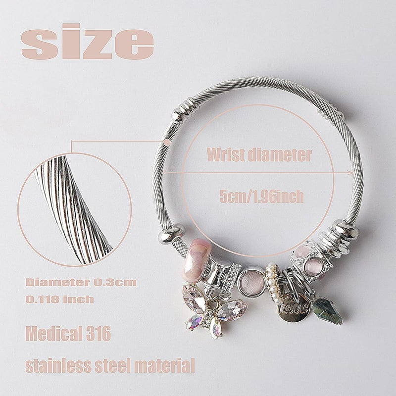 DS Charm Bracelets for girls,exquisite cute cartoon friendship bracelets Silver Stainless Steel Bangle with birthday Gift box, Adjustable girls jewelry Suitable for holiday gifts - Image 2